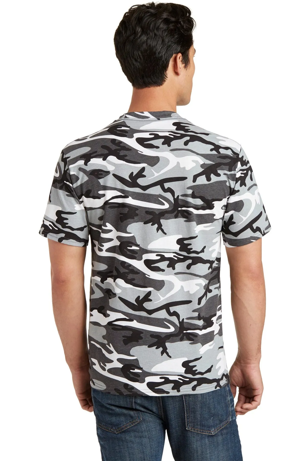 Port & Company Core Cotton Camo Tee.  PC54C Winter Camo
