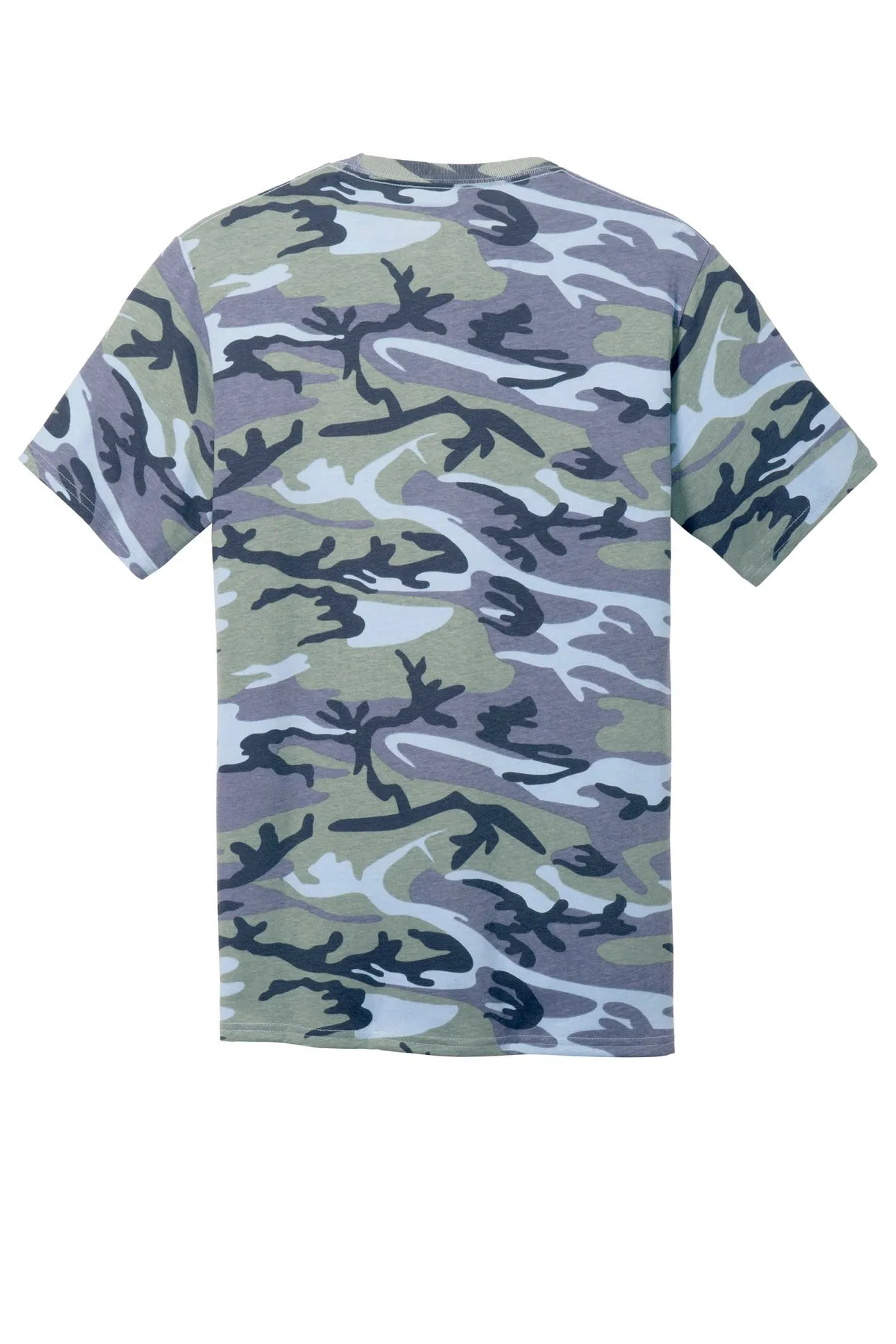 Port & Company Core Cotton Camo Tee.  PC54C Woodland Blue Camo
