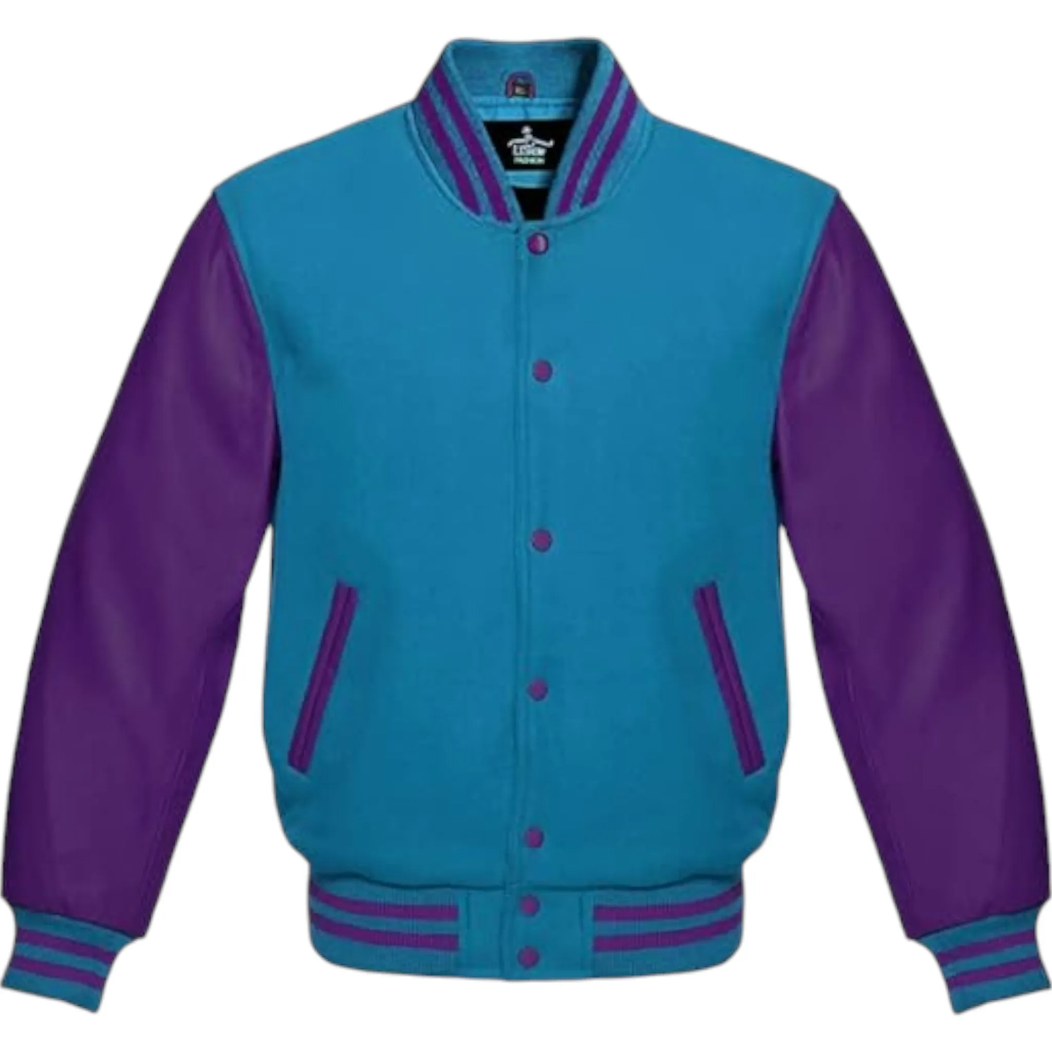 Premium Varsity Jacket Purple Leather Sleeves Classic College Bomber Style