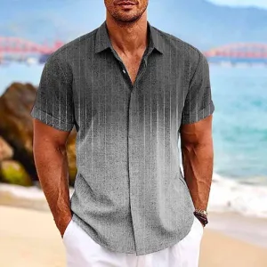 Quillon - Men's Hawaiian Ombre Lapel Short Sleeve Shirt