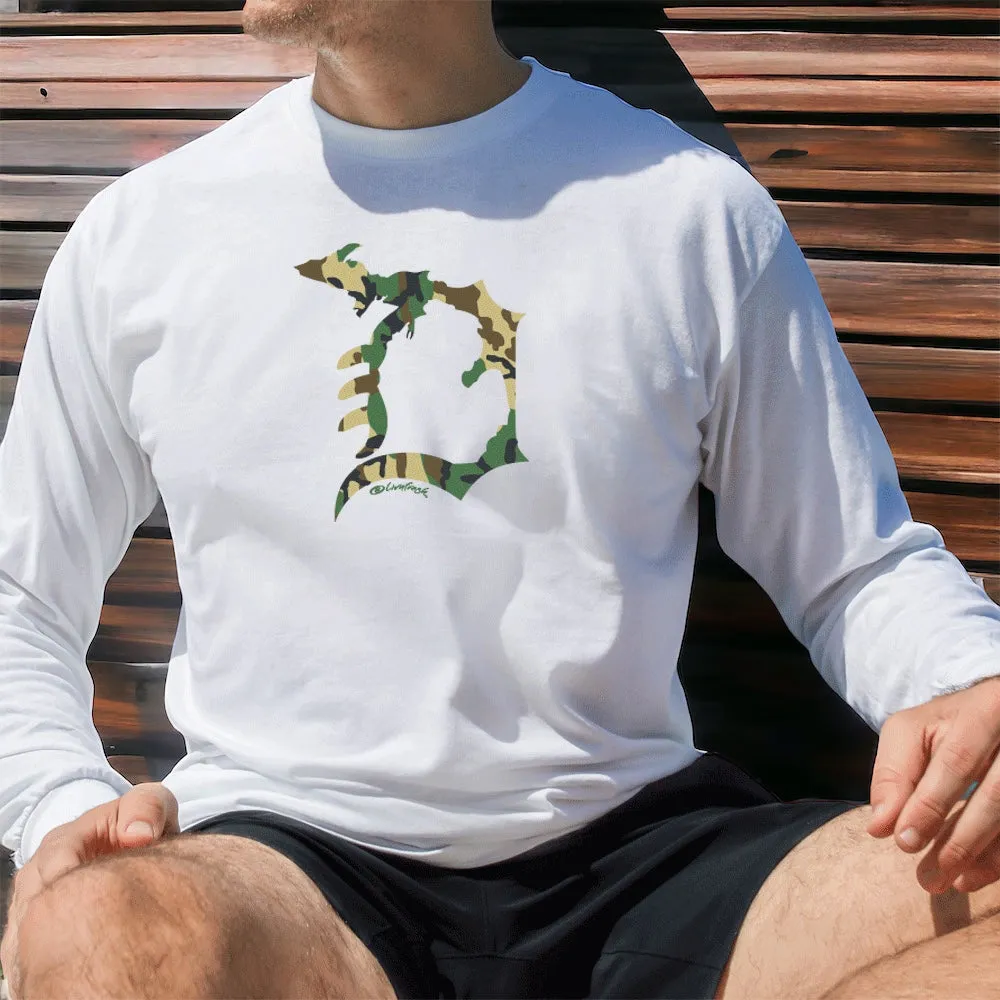 "Michigan D Camo" Men's Long Sleeve T-Shirt