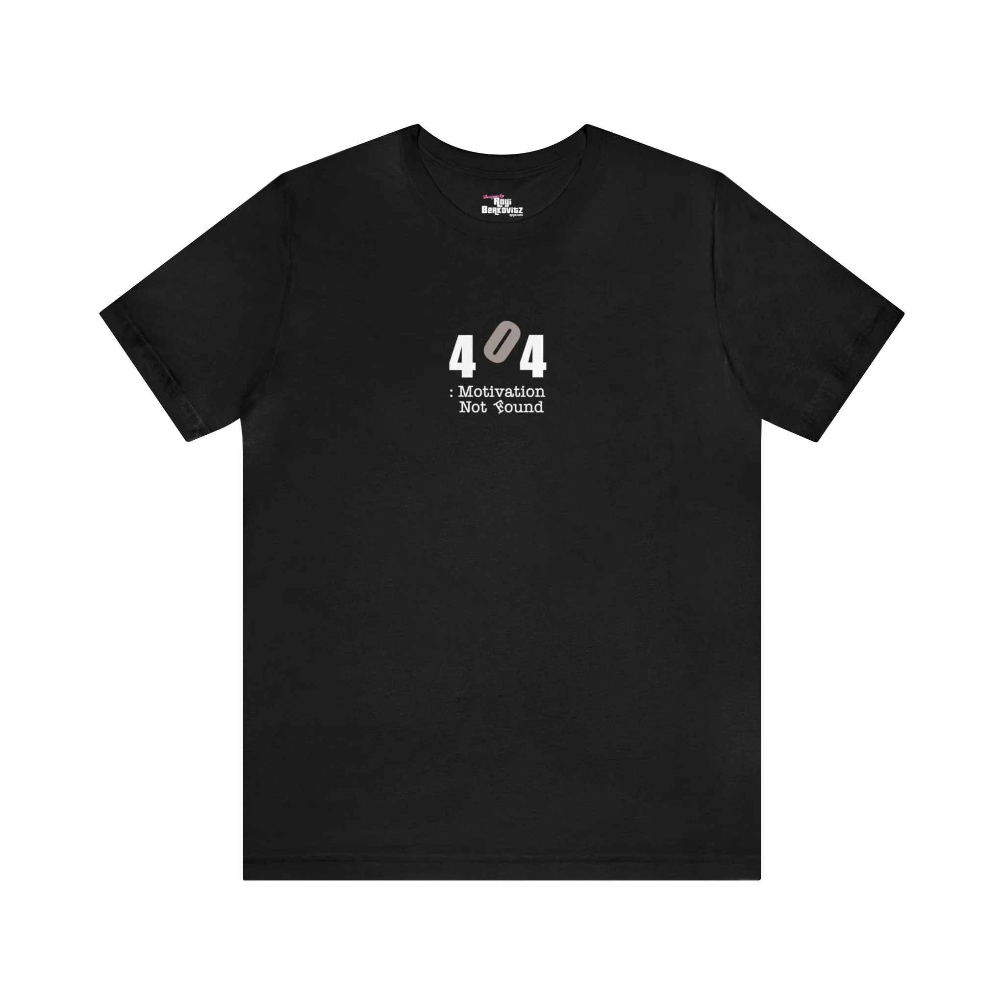 "Motivation Not Found" Black T-shirt for Men | Art by Noa Bar Lev
