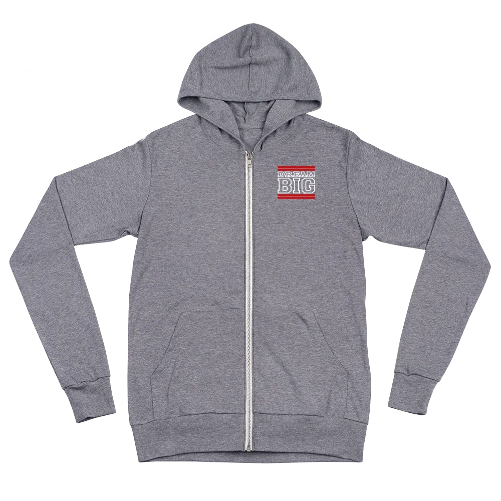 Red and White Dream Big Lifestyle Unisex zip hoodie