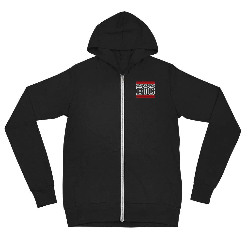 Red and White Dream Big Lifestyle Unisex zip hoodie