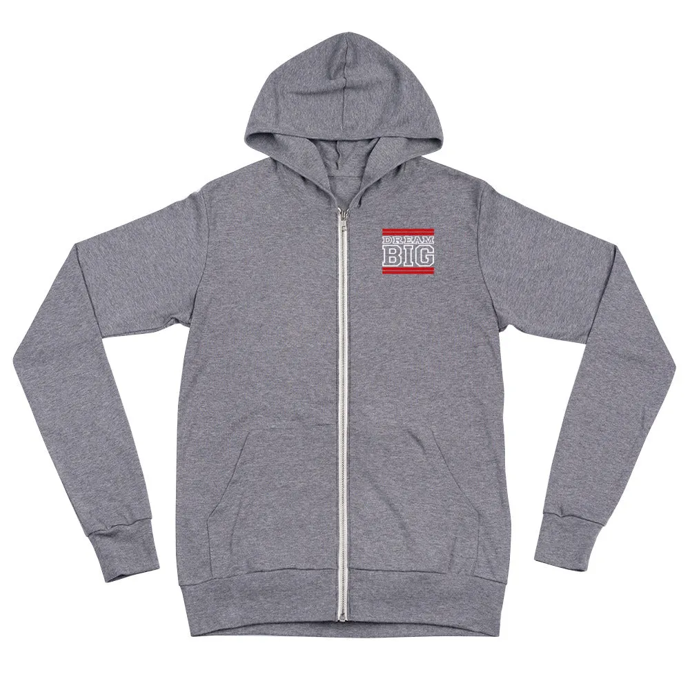 Red and White Dream Big Lifestyle Unisex zip hoodie