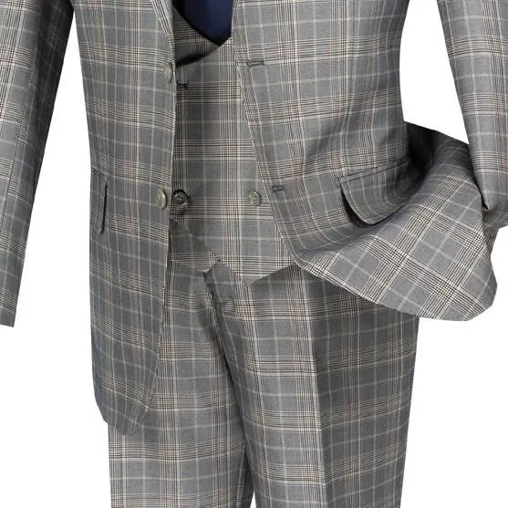 Regular Fit 3 Piece Suit (Gray) V2RW-7