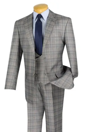 Regular Fit 3 Piece Suit (Gray) V2RW-7