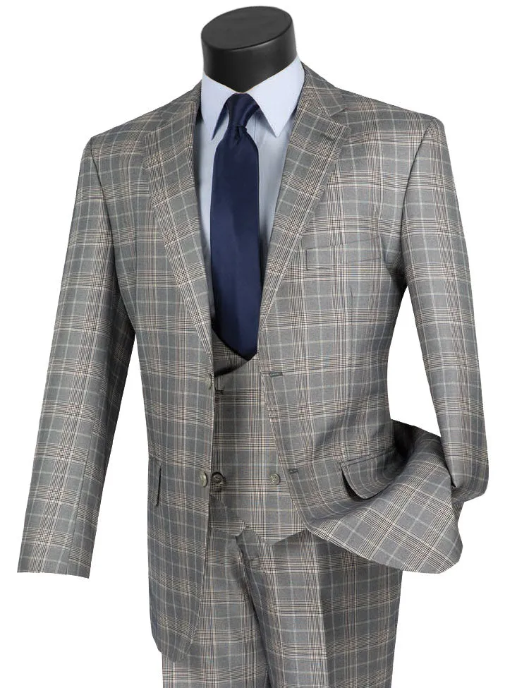 Regular Fit 3 Piece Suit (Gray) V2RW-7