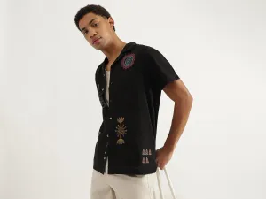 Relaxed Fit Resort Collar Artisanal Embroidered Shirt