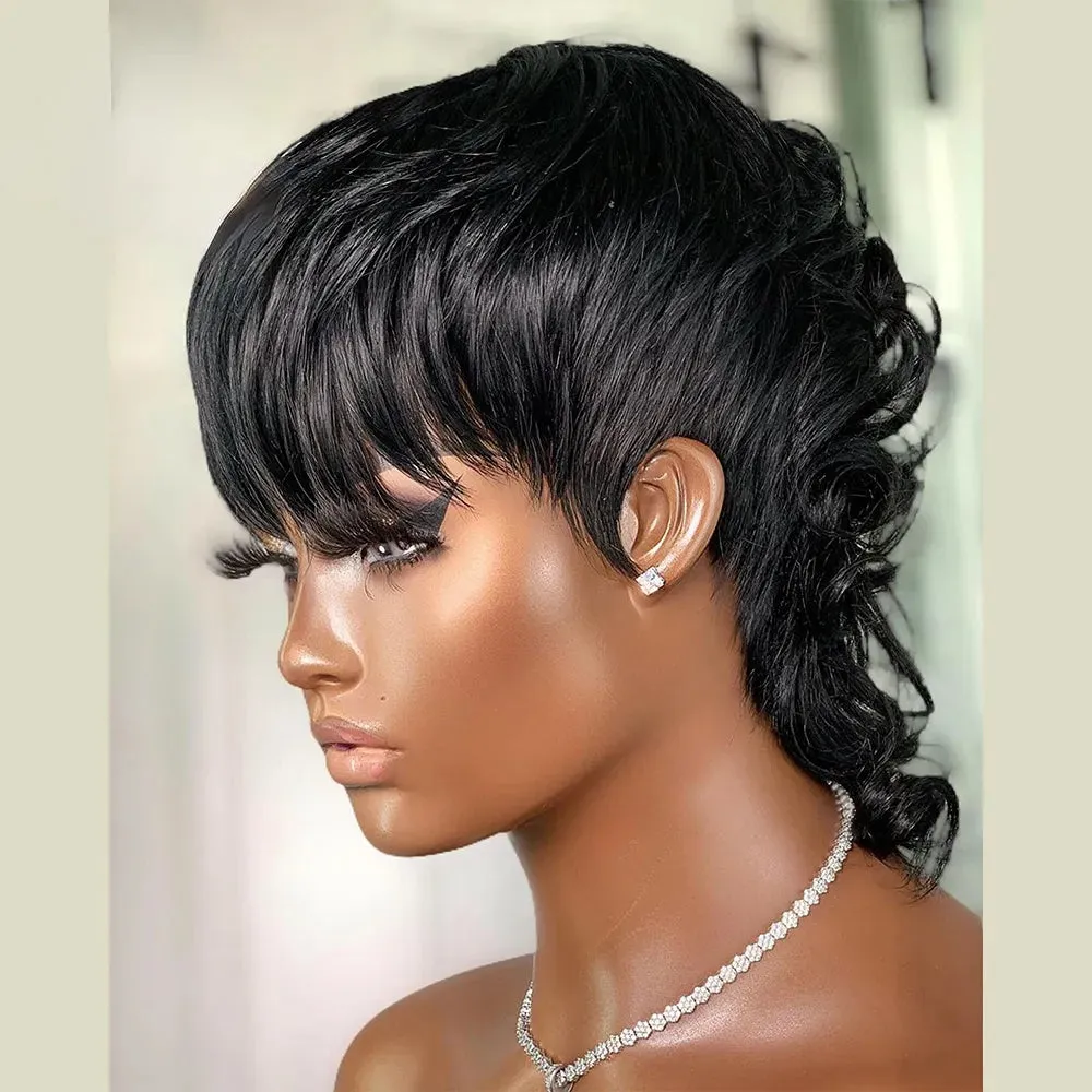 Short Curly Pixie Cut Wig Peruvian Remy Human Hair Wigs For Black Women 150% Glueless Machine Made Wig Free Shipping