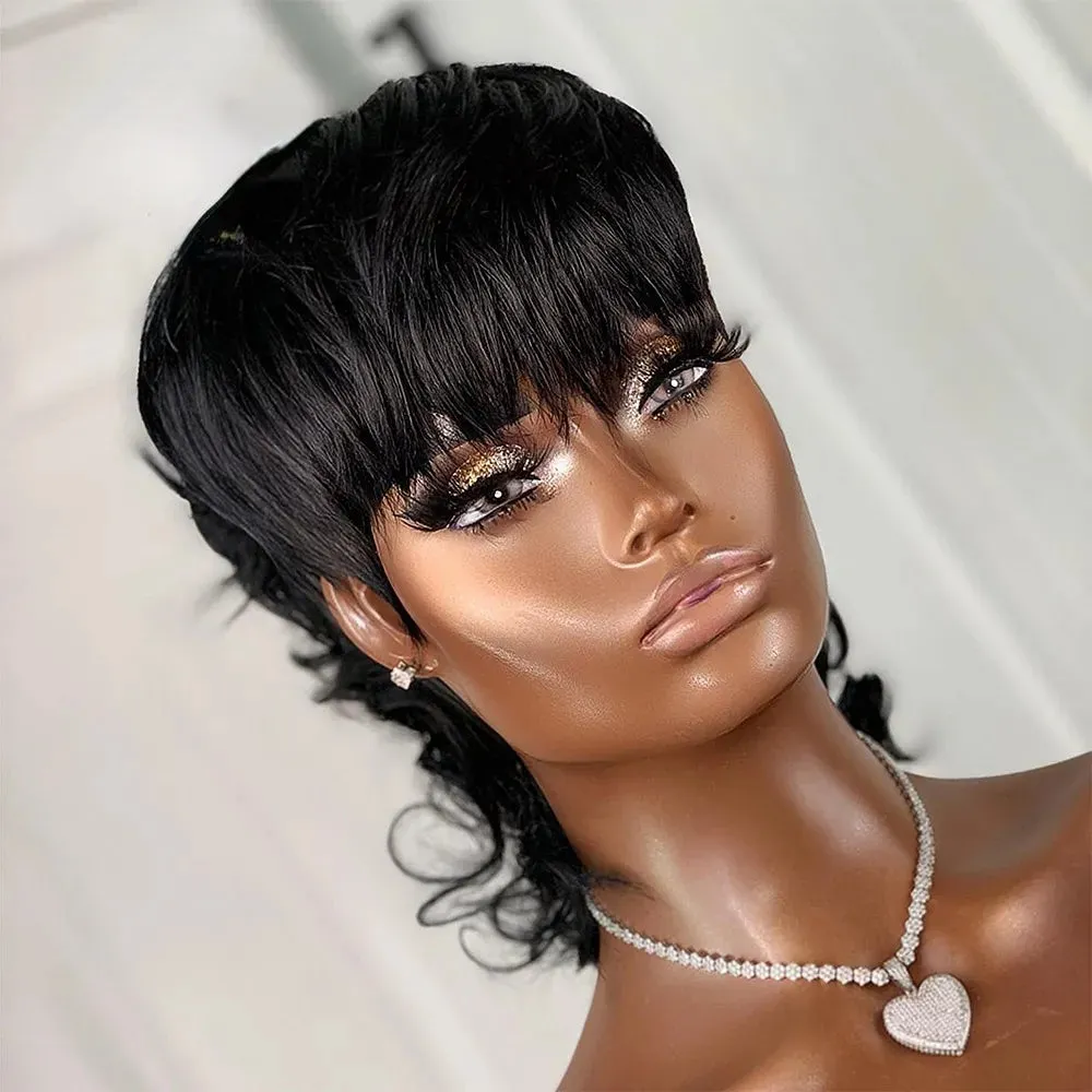 Short Curly Pixie Cut Wig Peruvian Remy Human Hair Wigs For Black Women 150% Glueless Machine Made Wig Free Shipping