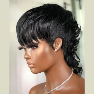 Short Curly Pixie Cut Wig Peruvian Remy Human Hair Wigs For Black Women 150% Glueless Machine Made Wig Free Shipping