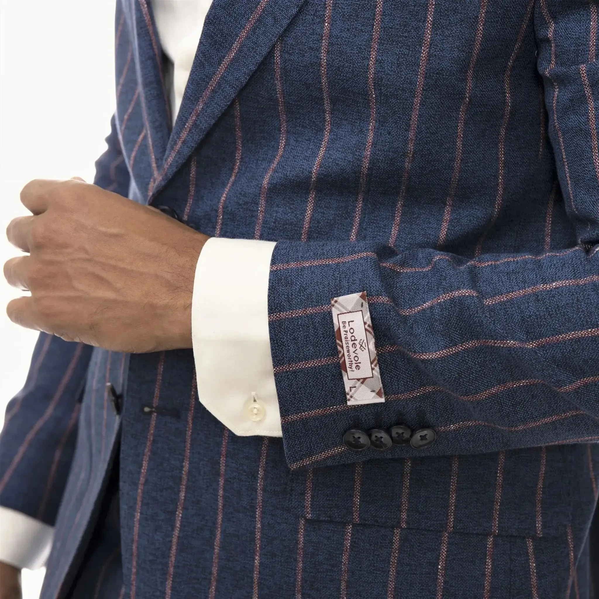 Slim Fit Blazer Navy Blue With Red Pinstripes