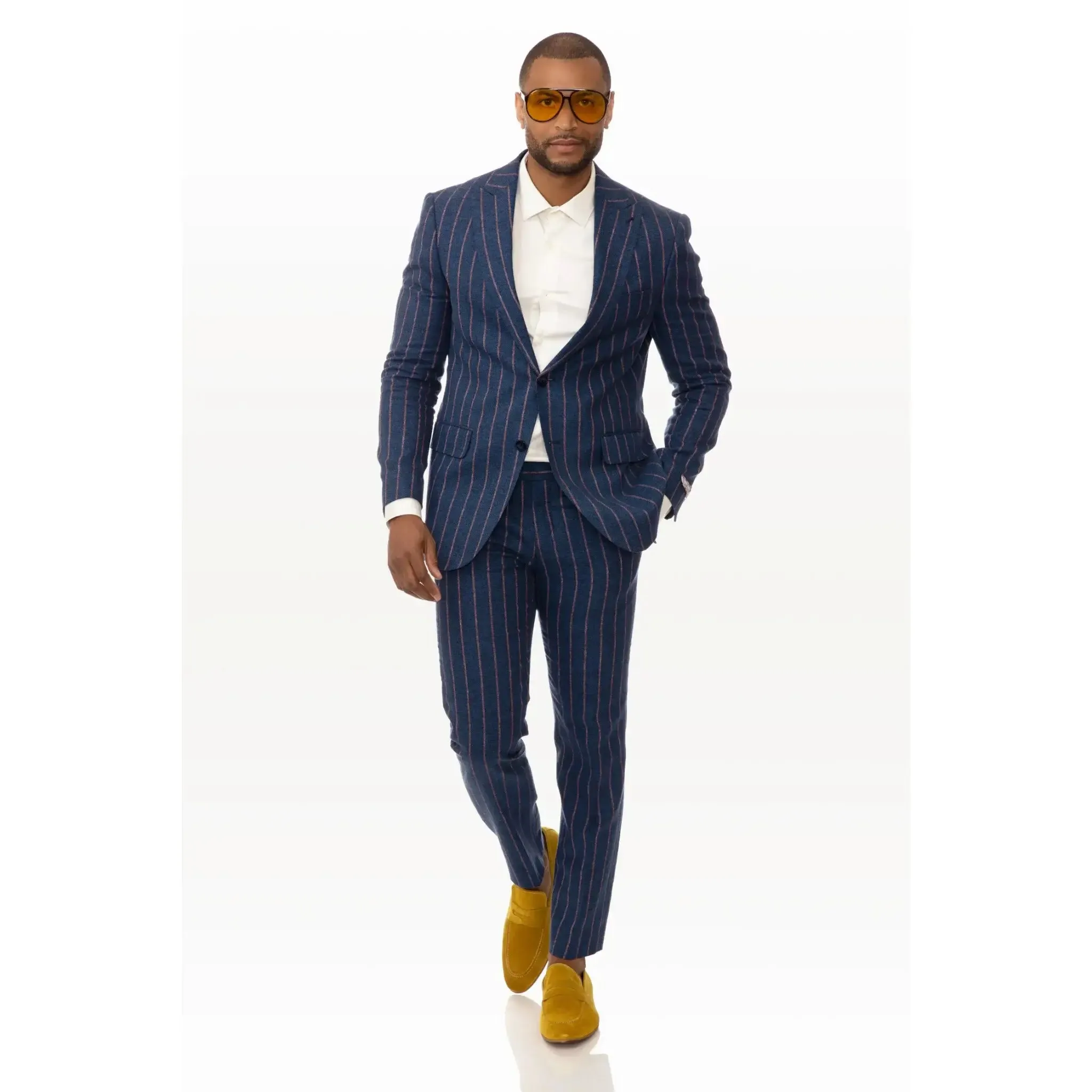Slim Fit Blazer Navy Blue With Red Pinstripes