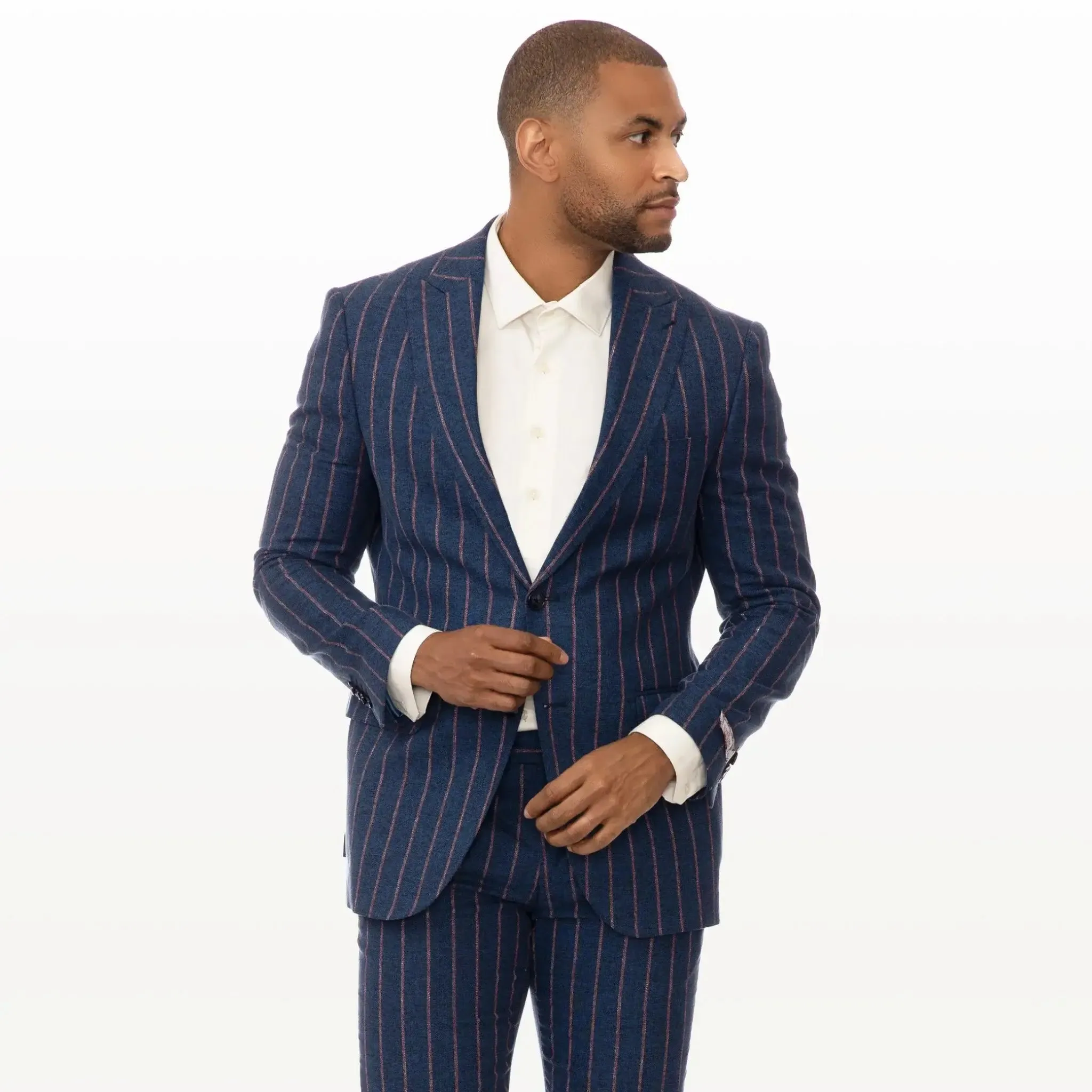 Slim Fit Blazer Navy Blue With Red Pinstripes