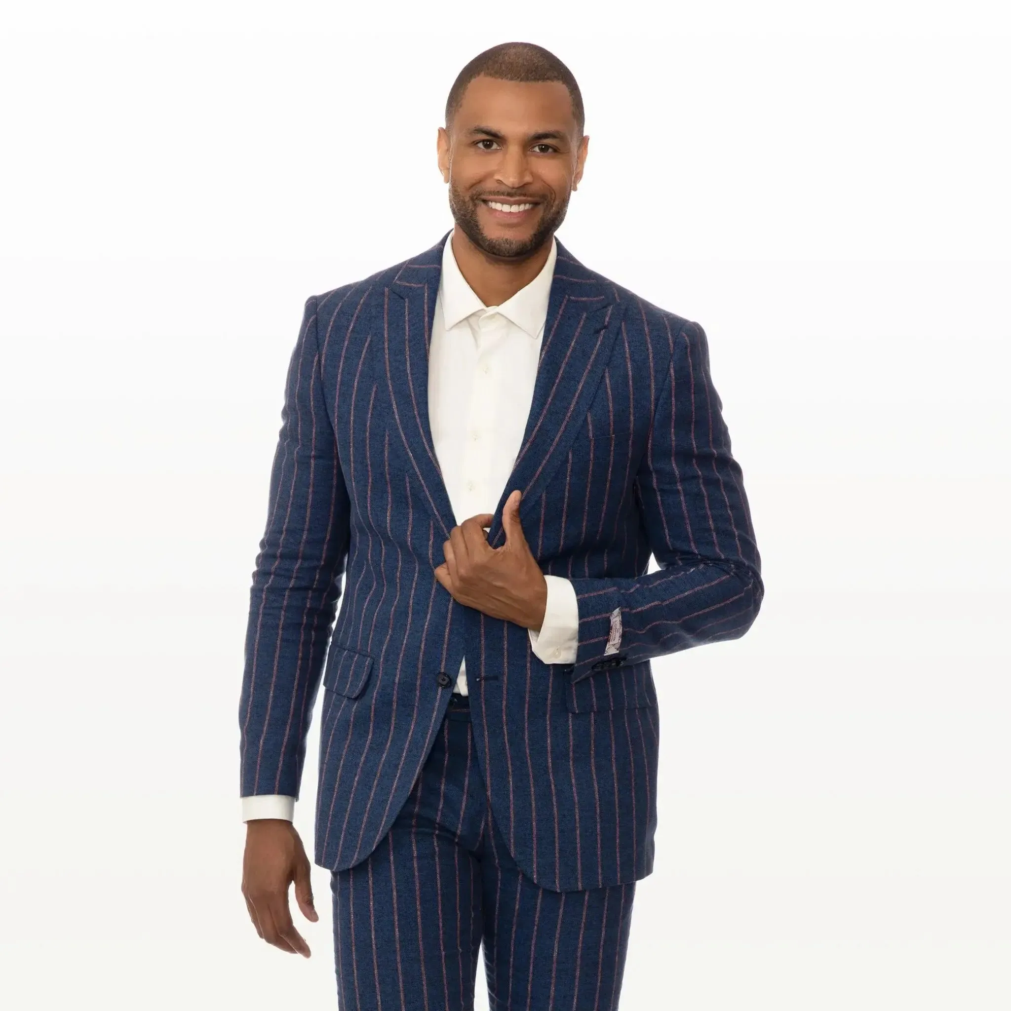 Slim Fit Blazer Navy Blue With Red Pinstripes