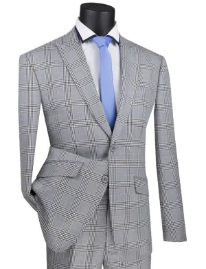 Slim Fit Suit with Peak Lapel and Stretch Armhole (Gray) S2RW-1