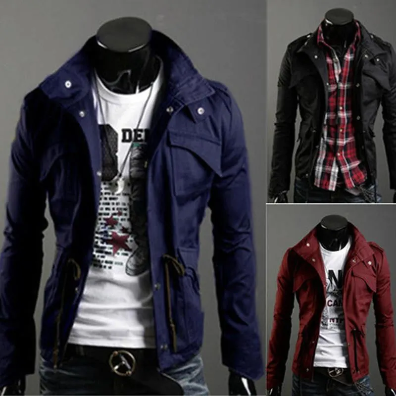 Slim Top Designed Men's Jacket Exquisite Casual Black Army Green Gray Wine Short Coat 6 Sizes M-4XL