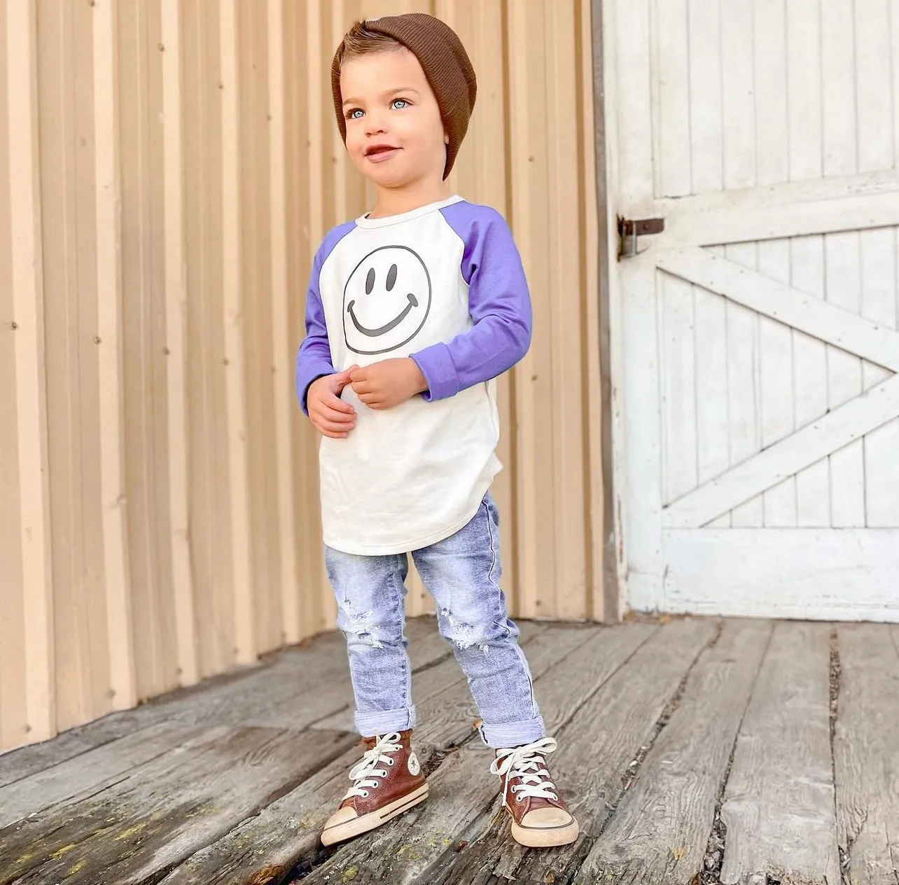 SMILEY BASEBALL RAGLAN SHIRT
