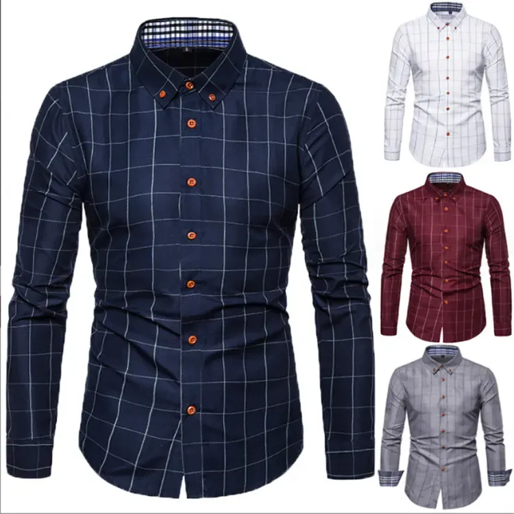 Spring Summer New Men's Shirt Young Men's Long-sleeved Shirt