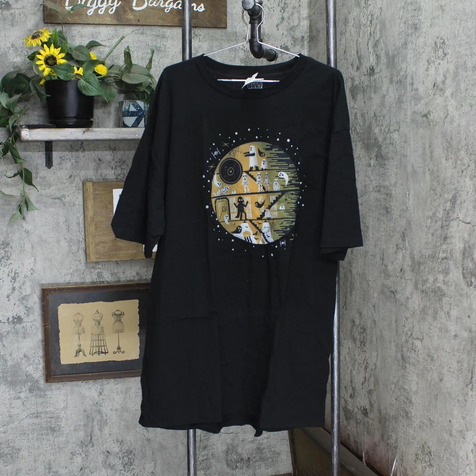 Star Wars Death Star Haunt Mens Tops Short Sleeve Tee Shirt Black 3XL Tall