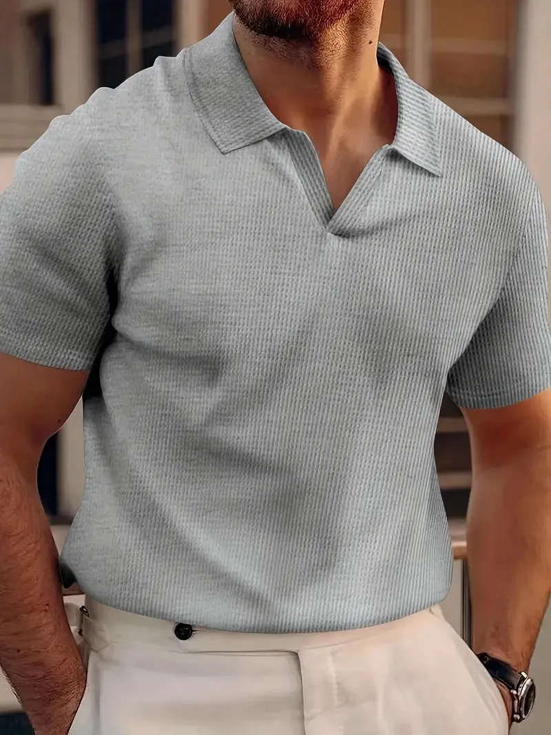 Stylish Men's Short Sleeve V-Neck Polo Tee