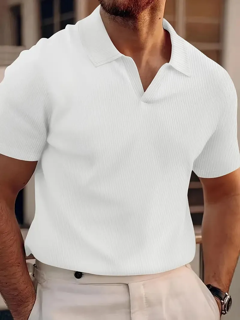 Stylish Men's Short Sleeve V-Neck Polo Tee