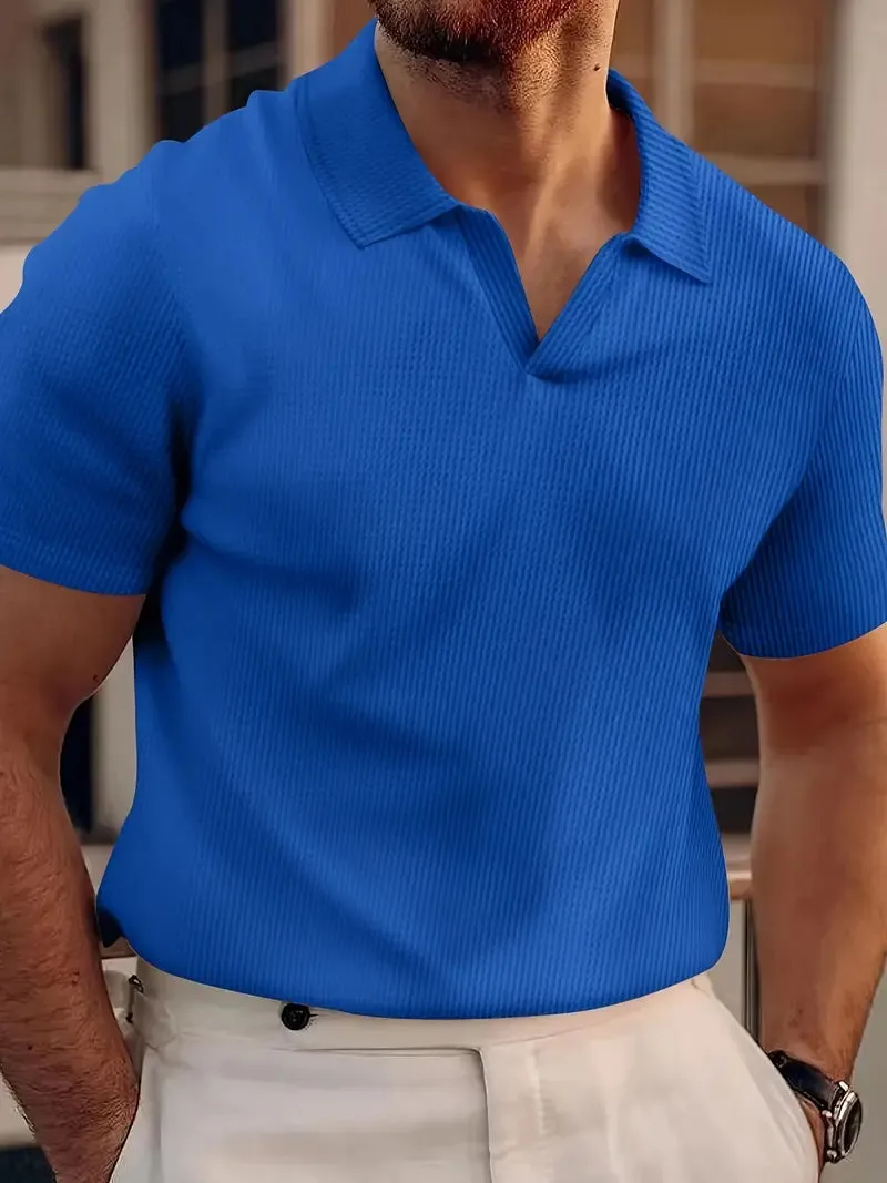 Stylish Men's Short Sleeve V-Neck Polo Tee