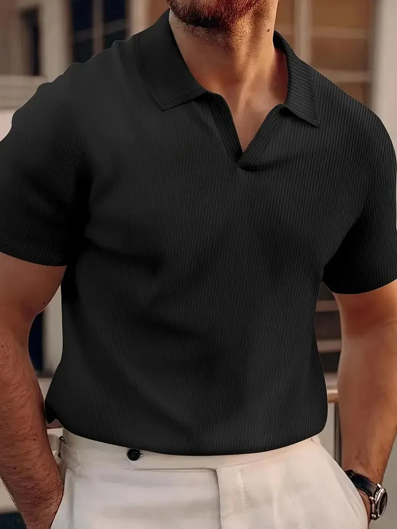 Stylish Men's Short Sleeve V-Neck Polo Tee