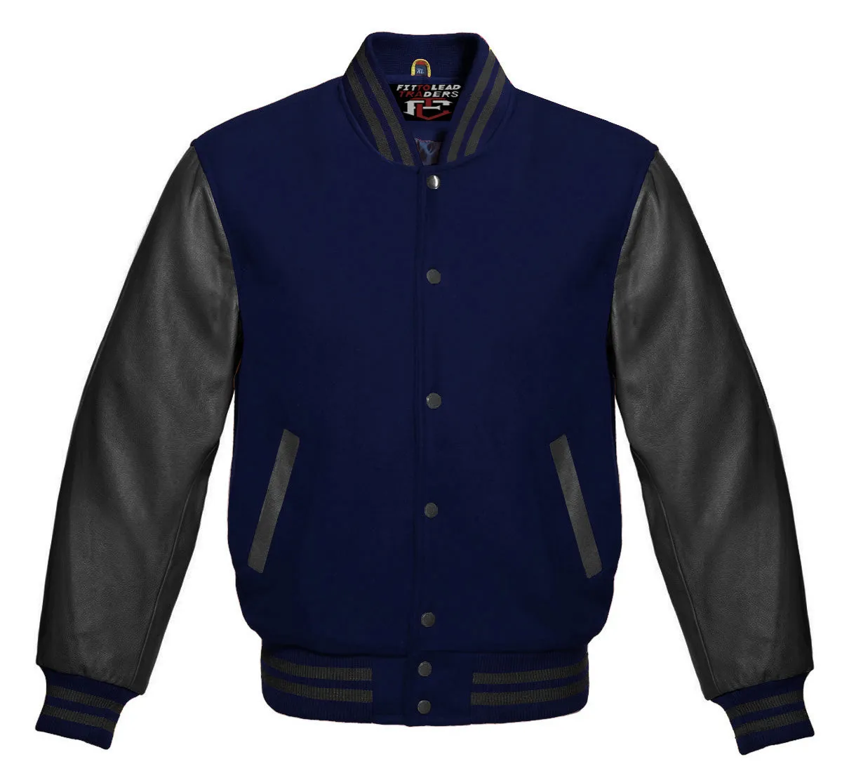 Stylish Retro Varsity Letterman Jacket with Bold Black Sleeves