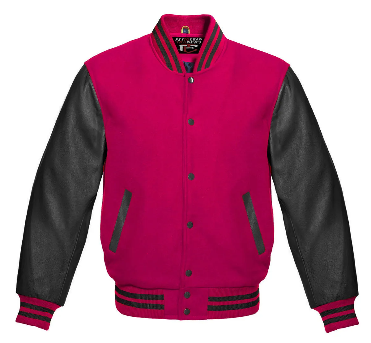 Stylish Retro Varsity Letterman Jacket with Bold Black Sleeves