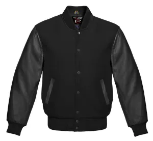 Stylish Retro Varsity Letterman Jacket with Bold Black Sleeves