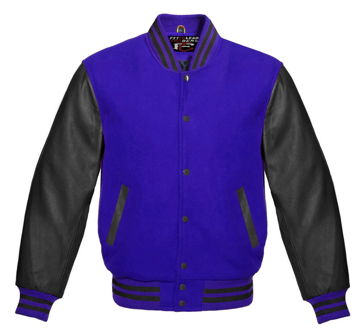 Stylish Retro Varsity Letterman Jacket with Bold Black Sleeves