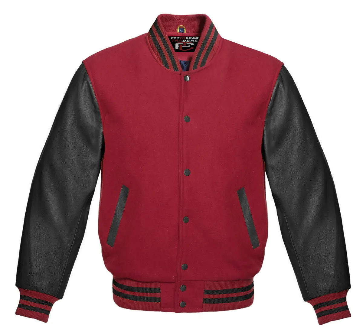 Stylish Retro Varsity Letterman Jacket with Bold Black Sleeves