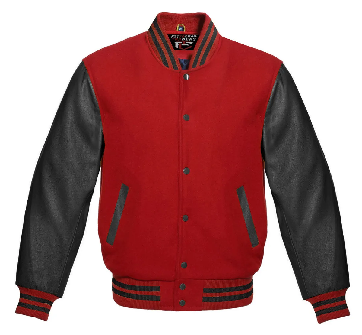 Stylish Retro Varsity Letterman Jacket with Bold Black Sleeves