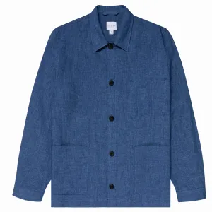 Sunspel Linen Twin Pocket Jacket Blue Melange