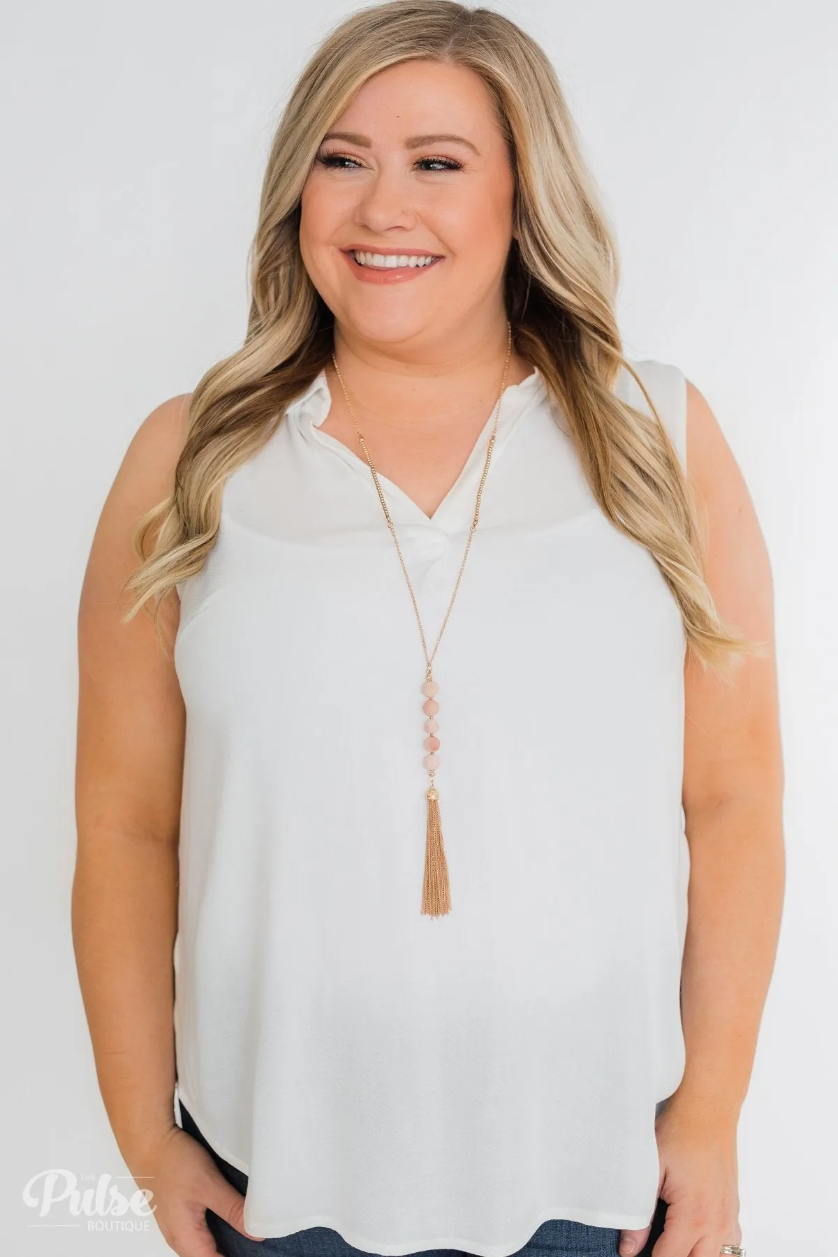 Taking Chances Collar Tank Top- White