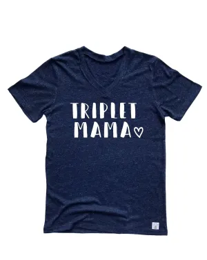 Triplet Mama Shirt - Triplet Mom Shirt - Mom Of Triplets Shirt - Triplet Shirt - Unisex Tri-Blend V-Neck T-Shirt