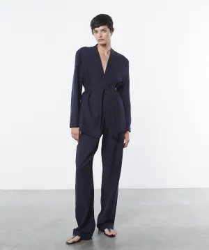 Twill Relaxed Blazer in Evening Blue