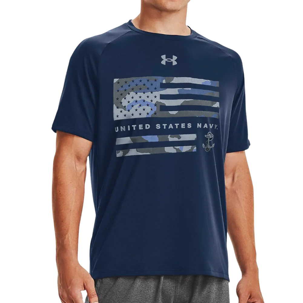 United States Navy Under Armour Camo Flag Tech T-Shirt (Navy)