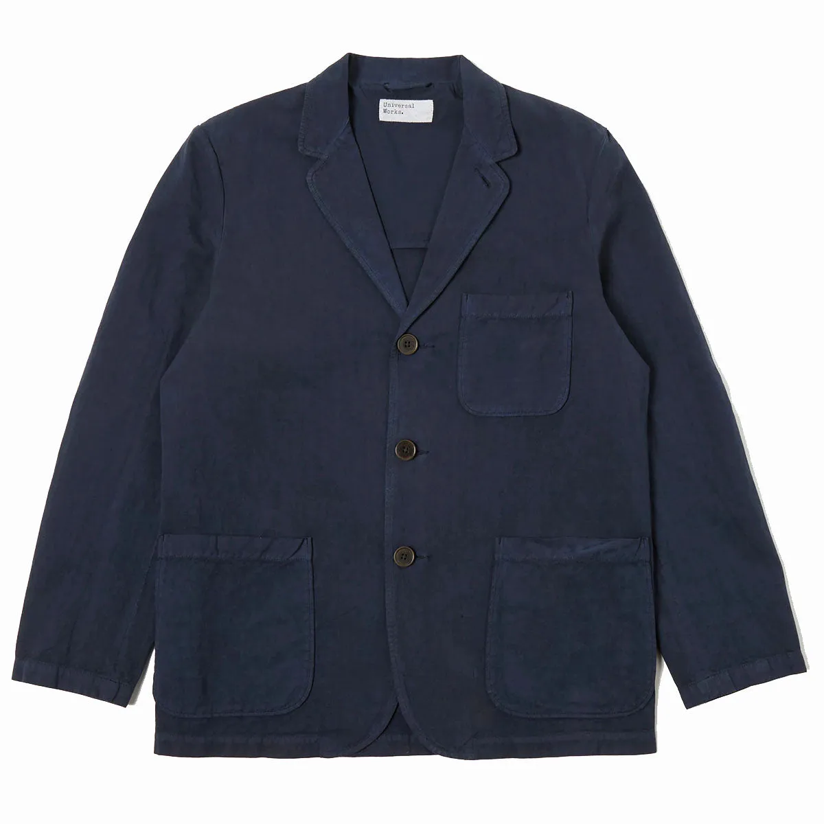Universal Works Linen Slub Weave Three Button Jacket Navy