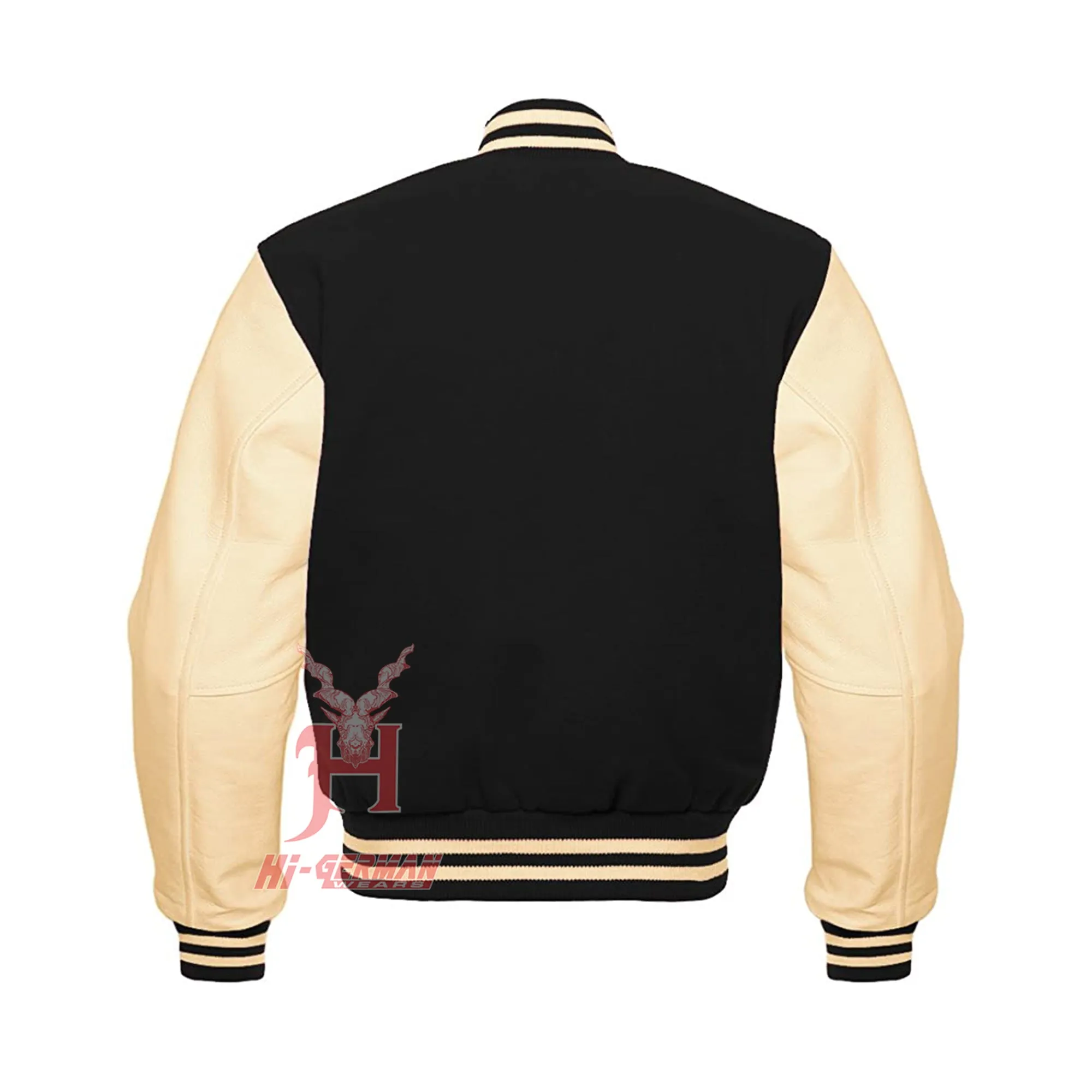 Varsity Letterman Baseball Black Wool Genuine Cream Leather Sleeves Jacket XS ~7XL Varsity Men's Women's Kid's Letterman collage jackets Hi-247