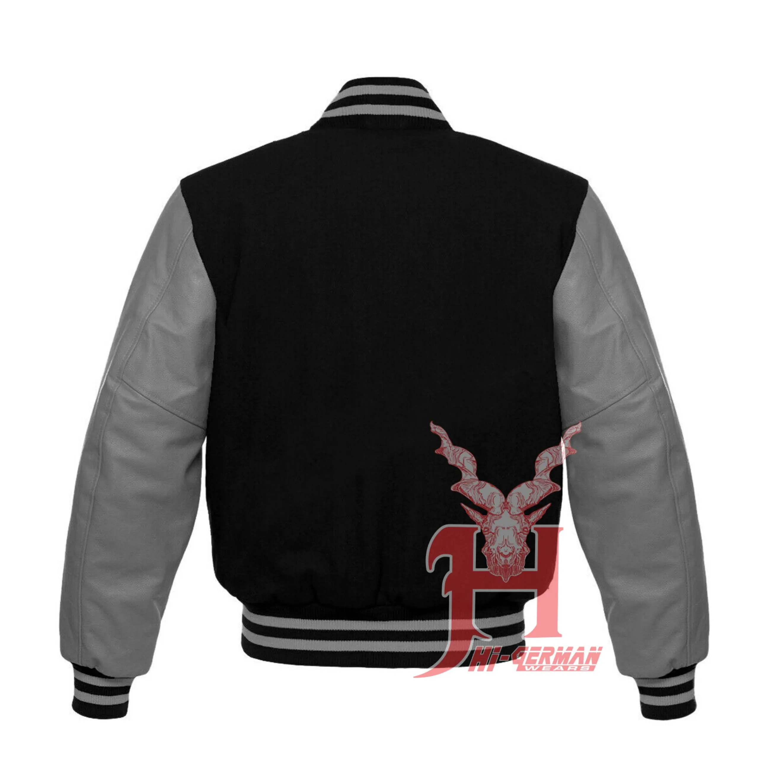 Varsity Letterman Baseball Black Wool Genuine Gray Leather Sleeves Jacket XS ~7XL Varsity Men's Women's Kid's Letterman collage jackets Hi-234