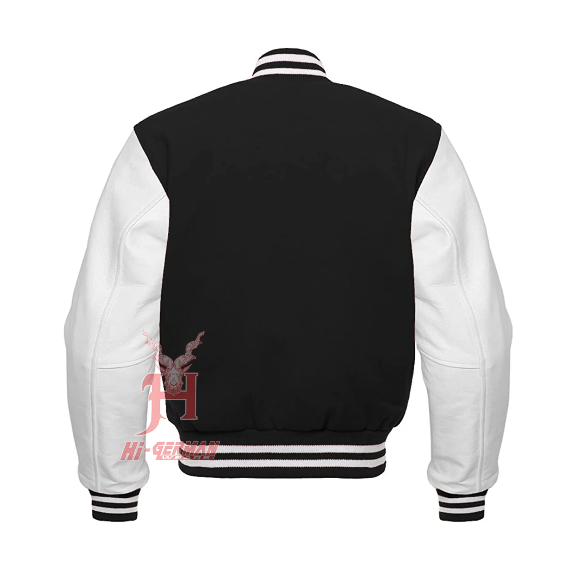 Varsity Letterman Baseball Black Wool Genuine White Leather Sleeves Jacket XS ~7XL Varsity Men's Women's Kid's Letterman collage jackets Hi-232