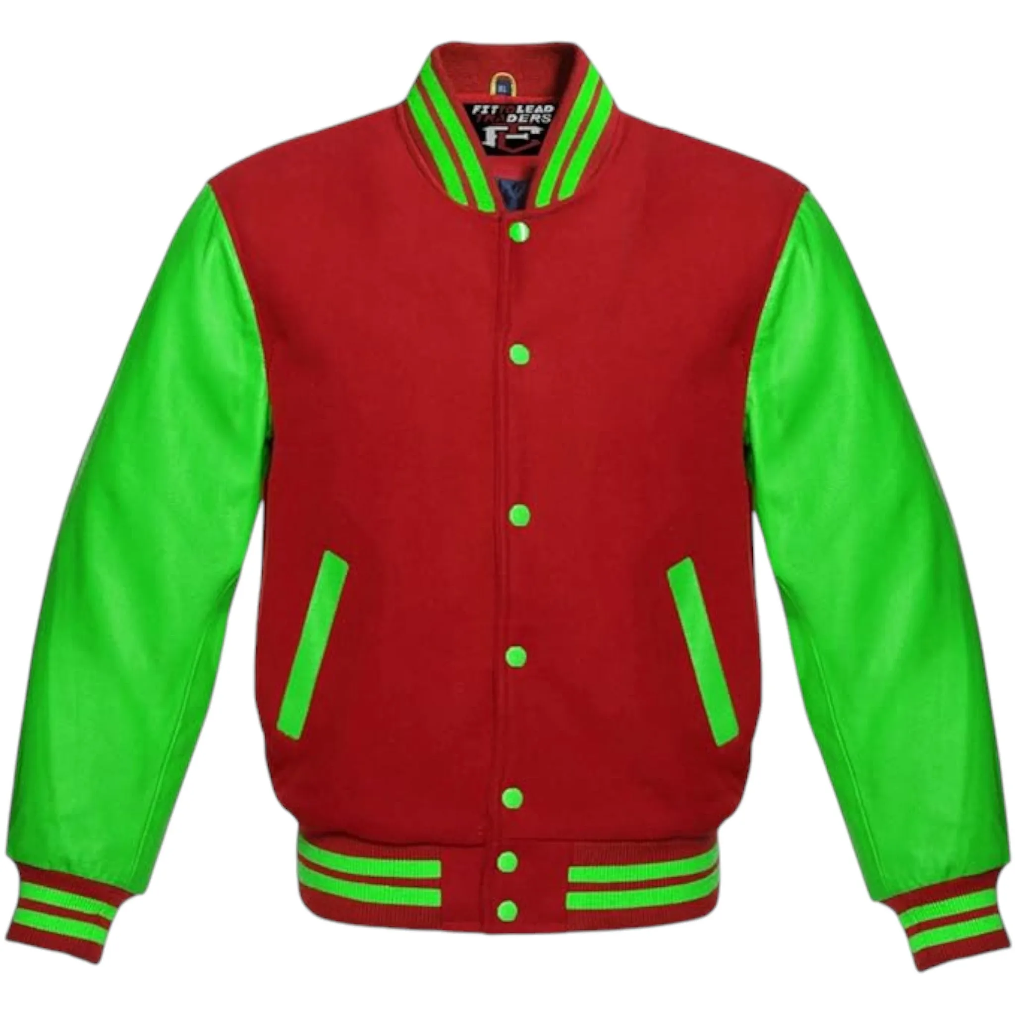 Varsity Lettermen Baseball Bomber Jacket Wool & Kelly Green Leather Best Premium Quality Basketball Jackets