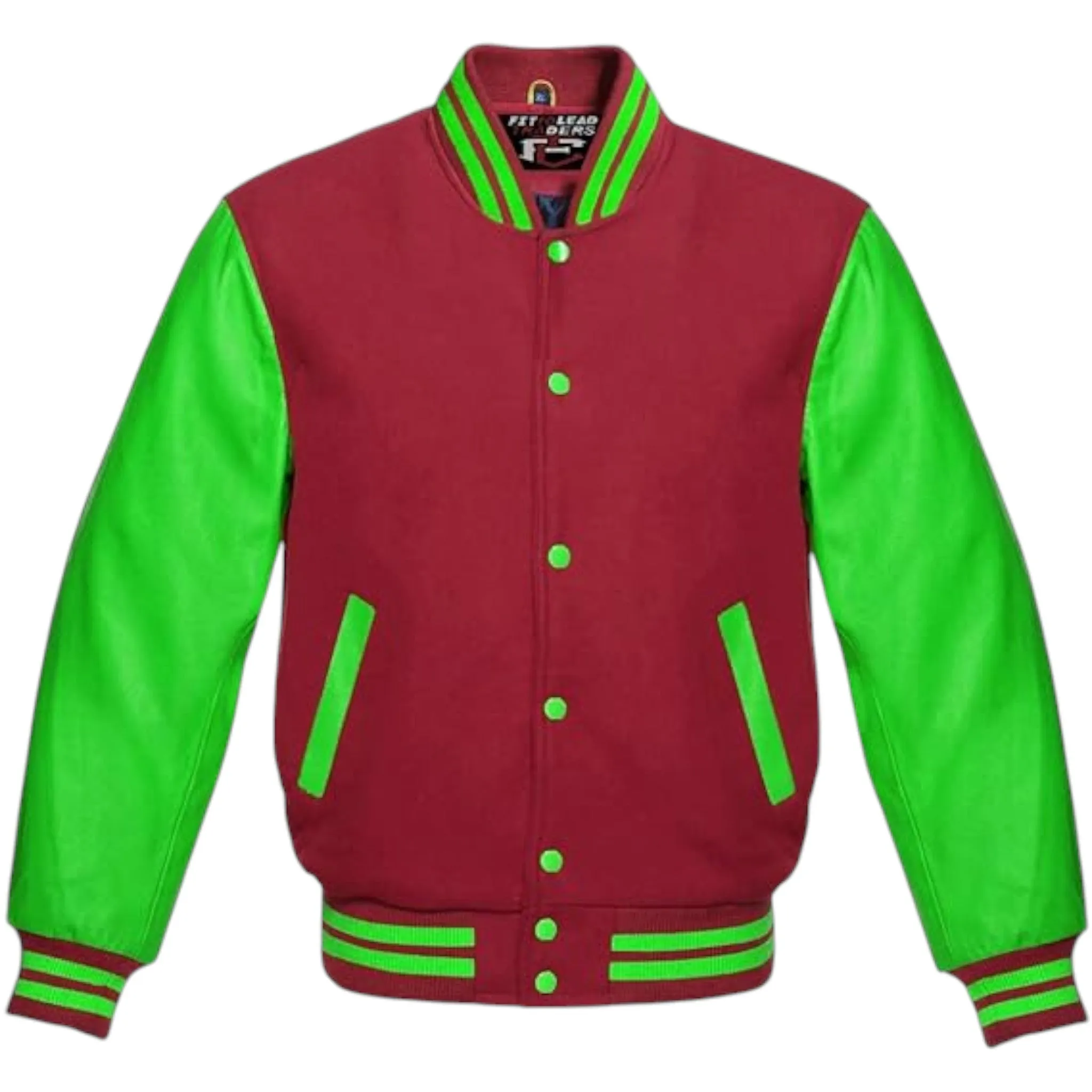 Varsity Lettermen Baseball Bomber Jacket Wool & Kelly Green Leather Best Premium Quality Basketball Jackets