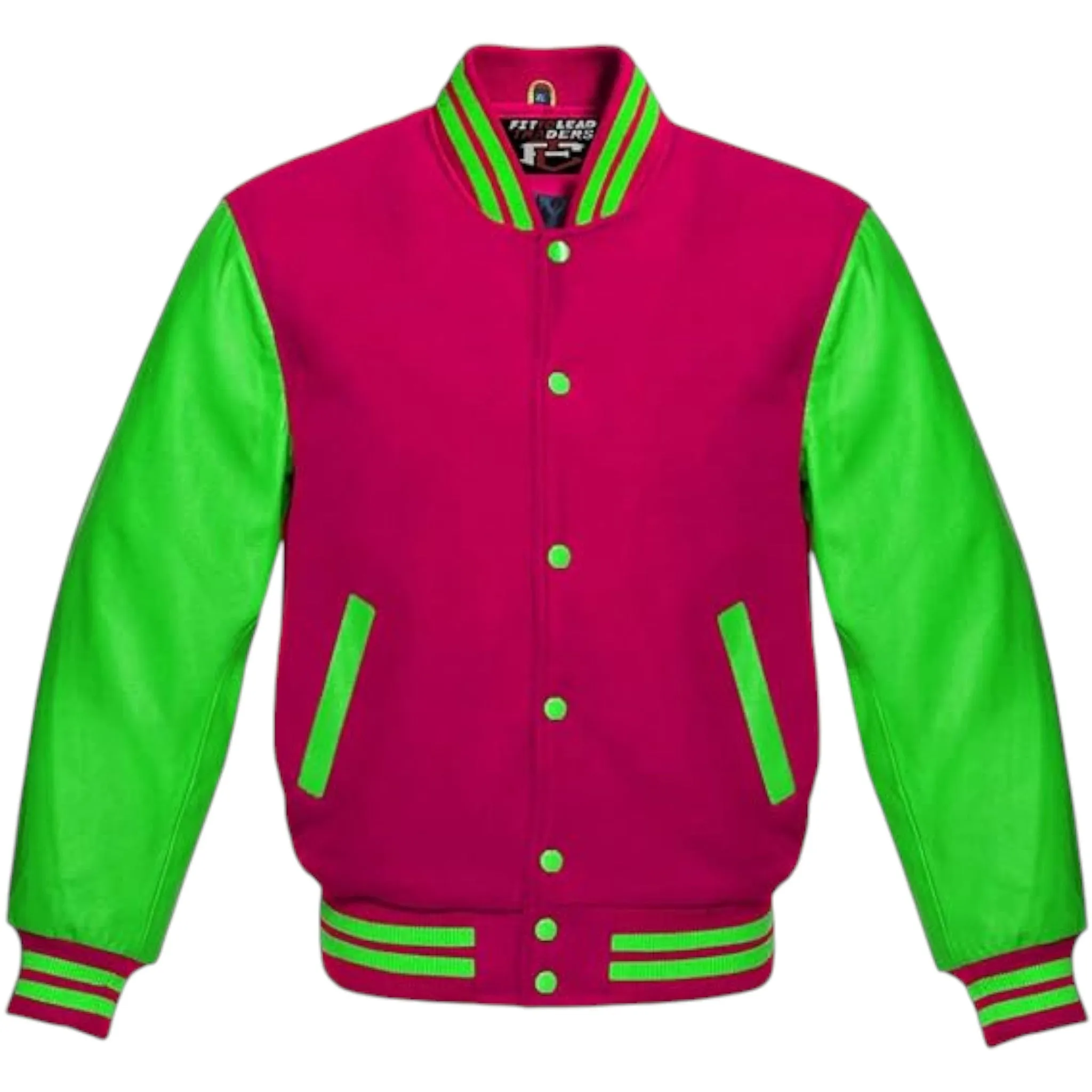Varsity Lettermen Baseball Bomber Jacket Wool & Kelly Green Leather Best Premium Quality Basketball Jackets