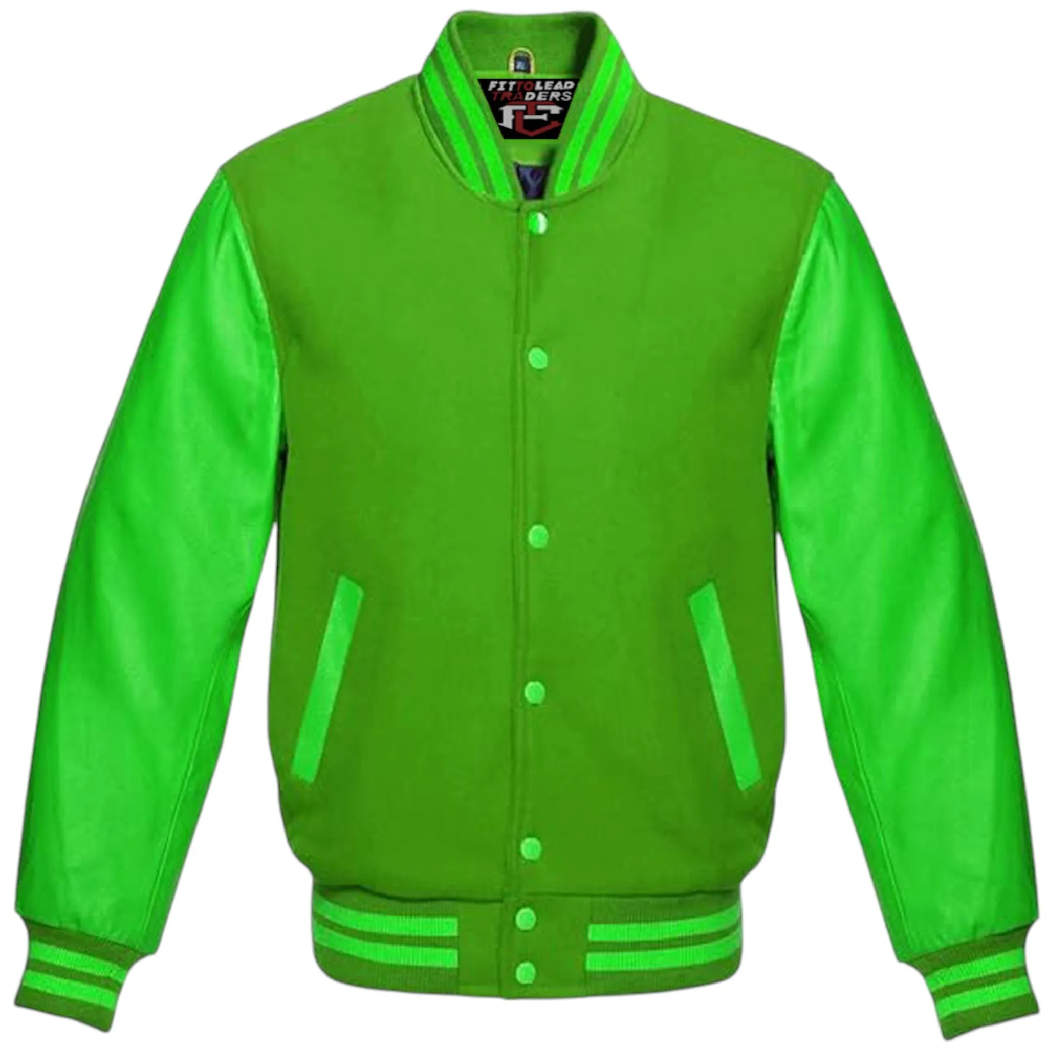 Varsity Lettermen Baseball Bomber Jacket Wool & Kelly Green Leather Best Premium Quality Basketball Jackets