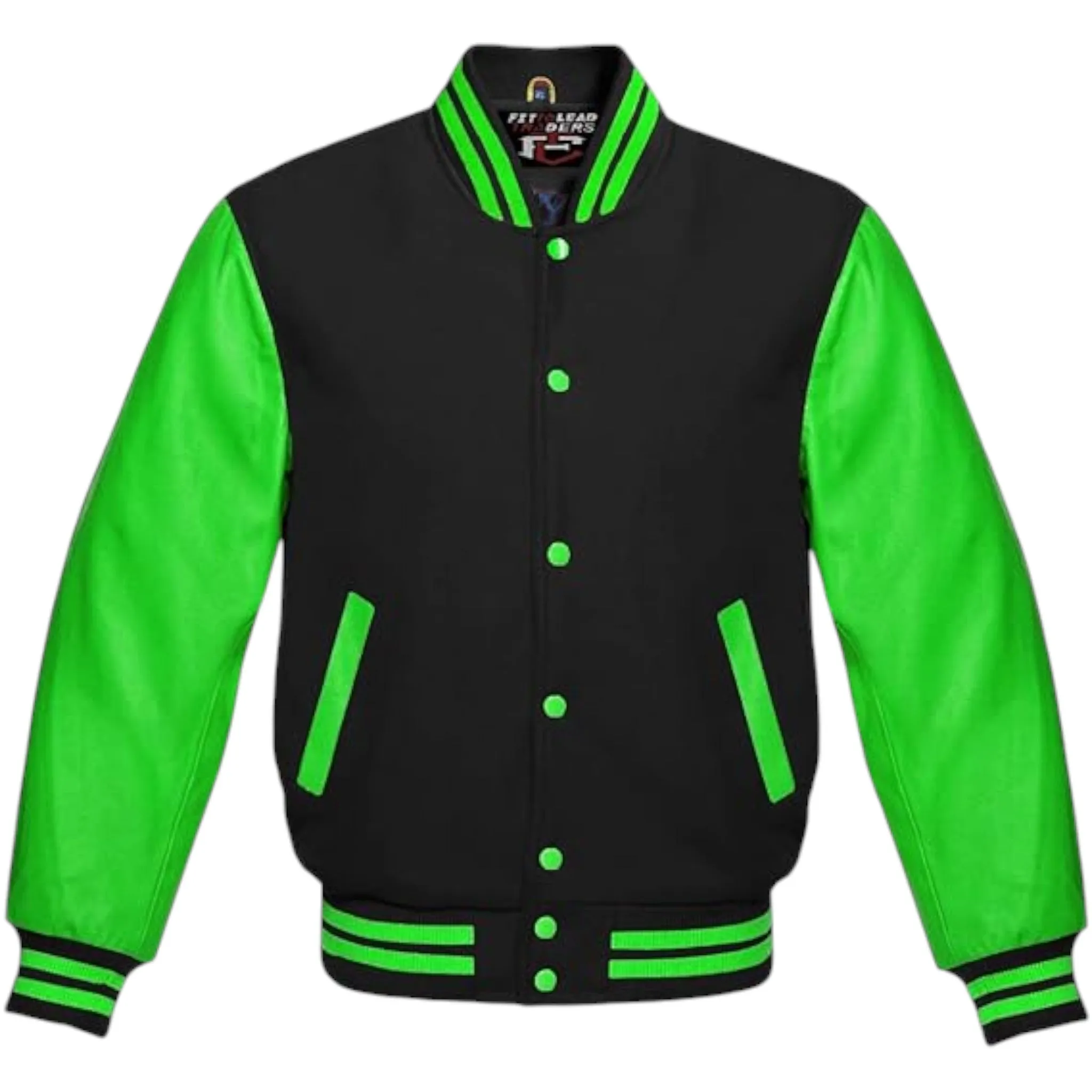 Varsity Lettermen Baseball Bomber Jacket Wool & Kelly Green Leather Best Premium Quality Basketball Jackets