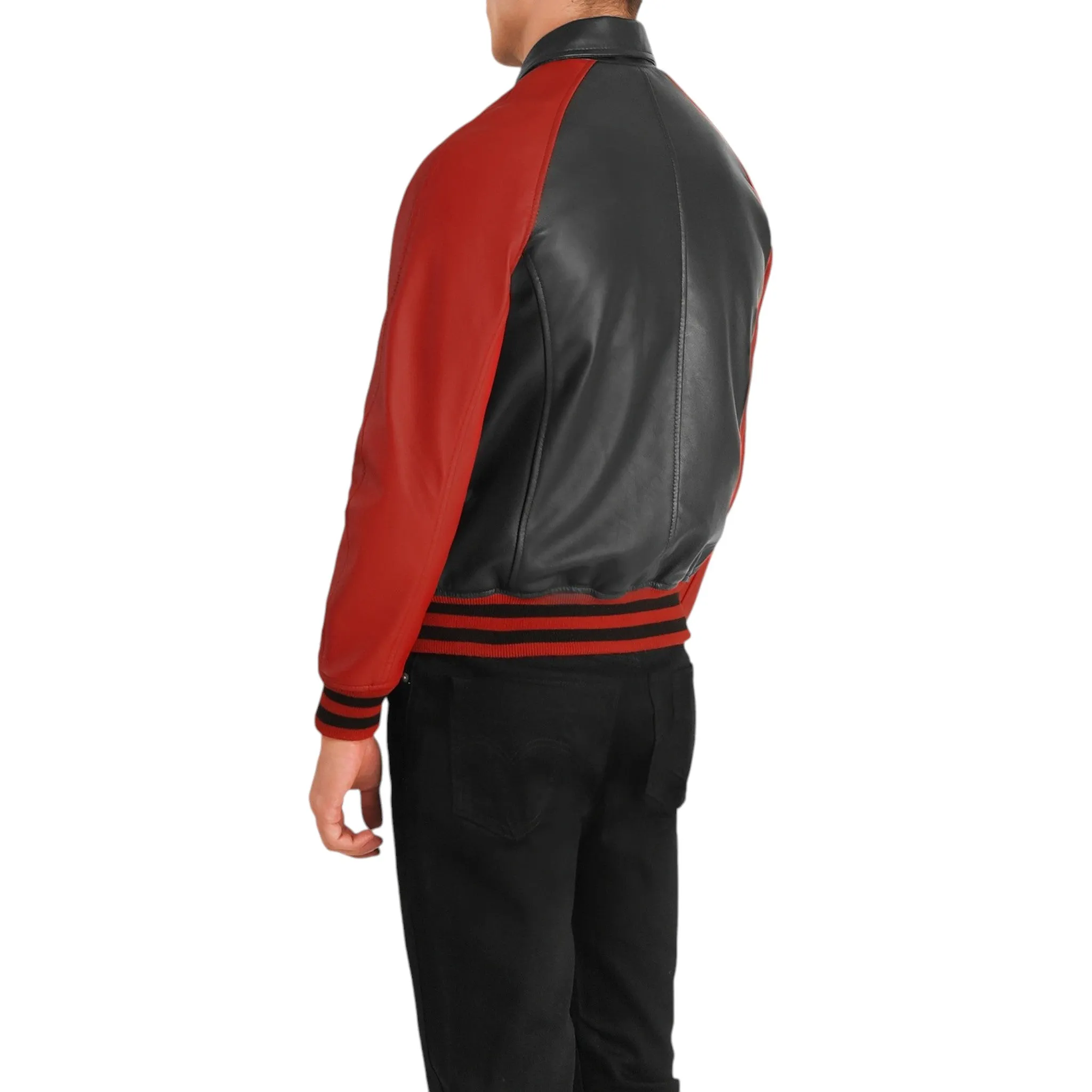 Walton Limited Edition Black and Red Leather Varsity Jacket